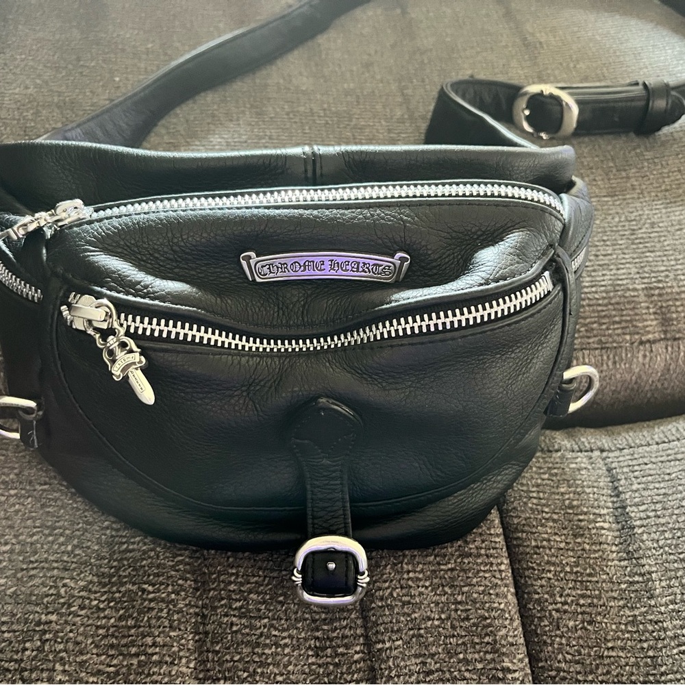 Chrome Hearts Black Leather Belt Bag